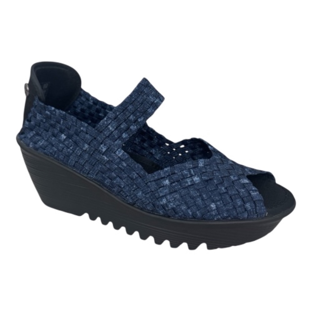 Bernie Mev Halle Woven Mary Jane Wedge-Jeans , Women's Comfort Shoe - NWB